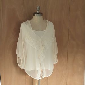 Elie Tahari Gale Blouse, Crème, Large.